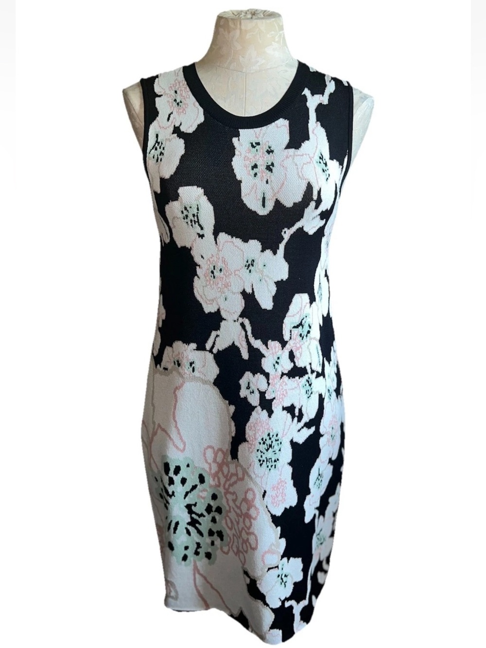 RACHEL Rachel Roy Floral Knit Sleeveless Sheath Sweater Dress